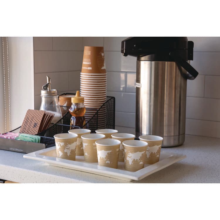 ECO-PRODUCTS,INC. WorldArt Hot Cups, 4 oz, Paper, Tan, 1,000/Carton (ECOEPBHC4WA) thumbnail 2