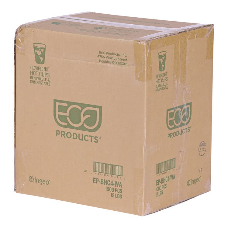 ECO-PRODUCTS,INC. WorldArt Hot Cups, 4 oz, Paper, Tan, 1,000/Carton (ECOEPBHC4WA) thumbnail 3
