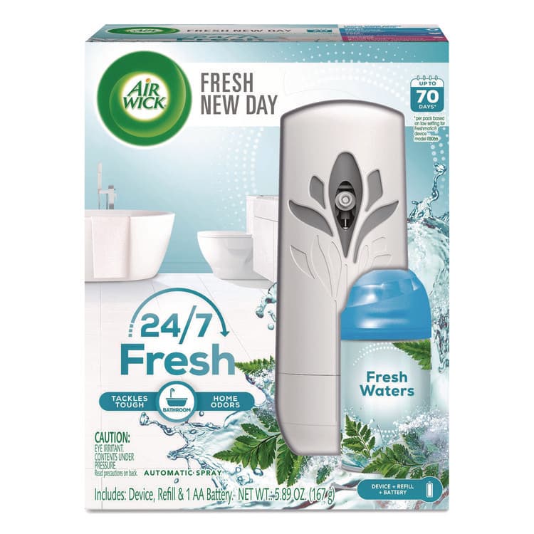 RECKITT BENCKISER Freshmatic Life Scents Starter Kit, 5.89 oz Fresh Waters Refill/AA Battery (RAC88413KT)