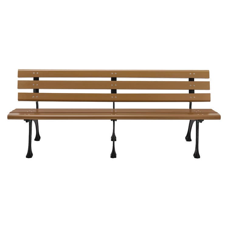 GLOBAL INDUSTRIAL Recycled Plastic Benches with Back, 72" x 23" x 28", Tan Seat/Back, Black Base (GBE240126TN) thumbnail 3