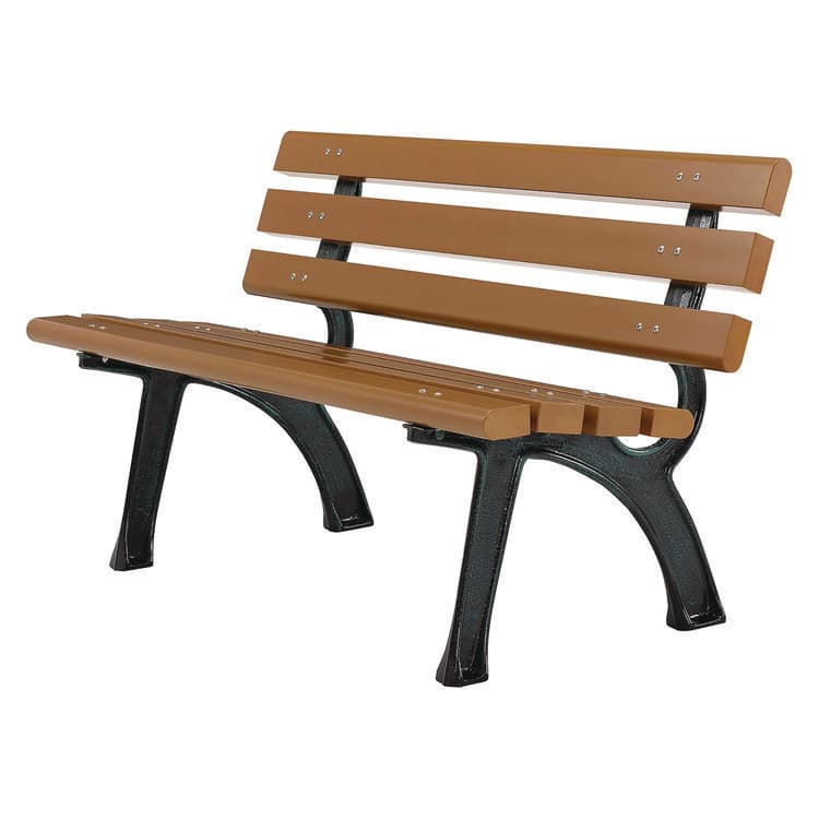 GLOBAL INDUSTRIAL Recycled Plastic Benches with Back, 48" x 23" x 28", Tan Seat/Back, Black Base (GBE240125TN) thumbnail 2