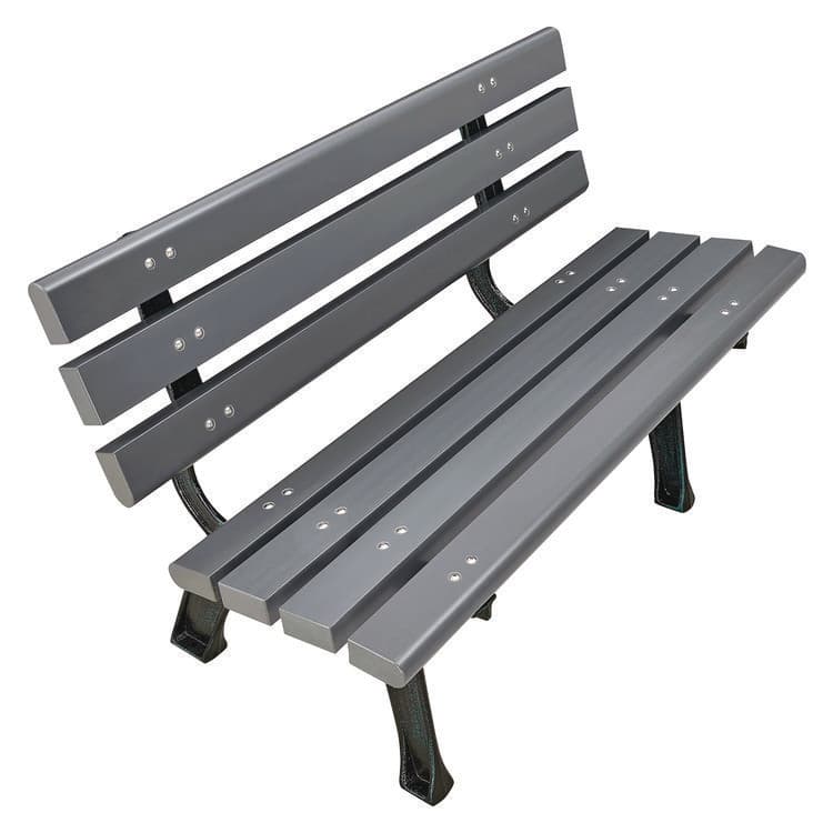 GLOBAL INDUSTRIAL Recycled Plastic Benches with Back, 48" x 23" x 28", Gray Seat/Back, Gray Base (GBE240125GY) thumbnail 4