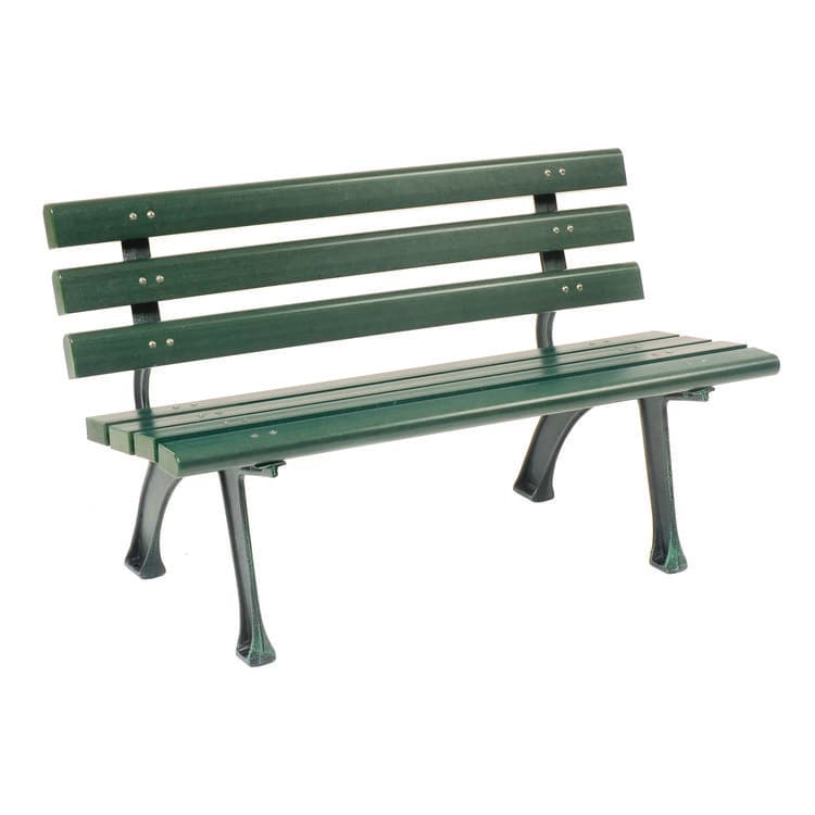 GLOBAL INDUSTRIAL Recycled Plastic Benches with Back, 48" x 23" x 28", Green Seat/Back, Green Base (GBE240125GN)