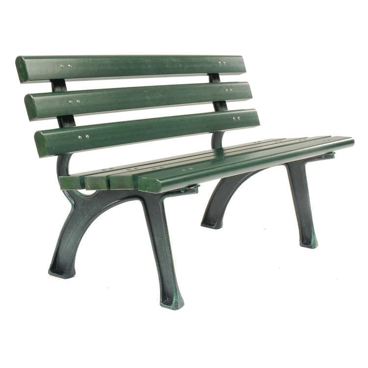 GLOBAL INDUSTRIAL Recycled Plastic Benches with Back, 48" x 23" x 28", Green Seat/Back, Green Base (GBE240125GN) thumbnail 3