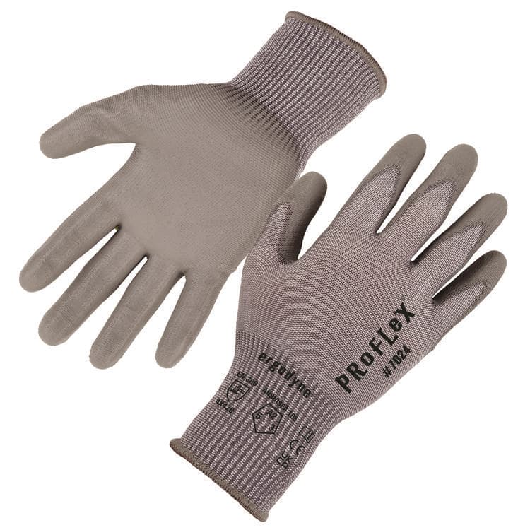 ERGODYNE CORPORATION ProFlex 7024 ANSI A2 PU Coated CR Gloves, EN388: 4X42B, 7" Long, X-Small, Gray, Pair (EGO10401)