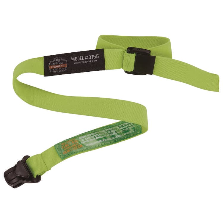 ERGODYNE CORPORATION Squids 3155 Elastic Lanyard with Clamp, 2 lb Max Working Capacity, 18"-48" Long, Lime, 10/Pack (EGO19154)
