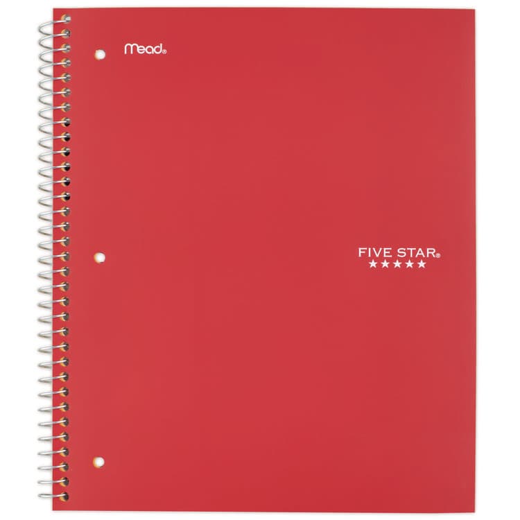 MEAD PRODUCTS Wirebound Notebook, 1-Subject, Medium/College Rule, Red Cover, (100) 11 x 8.5 Sheets (MEA72053)