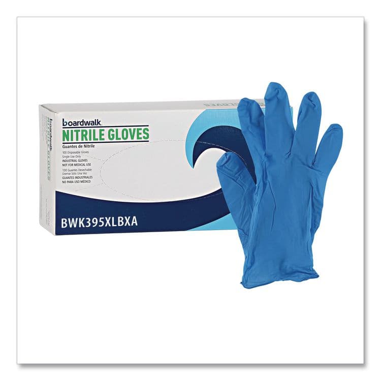 BOARDWALK 395 Series Disposable General-Purpose Nitrile Gloves, Powder-Free, X-Large, 5 mil Thick, 9.5" Long, Blue, 100/BX, 10 BX/CT (BWK395XLCTA) thumbnail 3