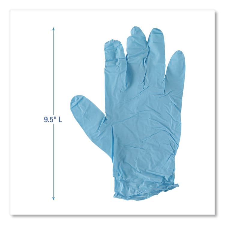 BOARDWALK Disposable Examination Nitrile Gloves, Powder-Free, Large, 5 mil Thick, 9.5" Long, Blue, 100/Box, 10 Boxes/Carton (BWK382LCTA) thumbnail 4