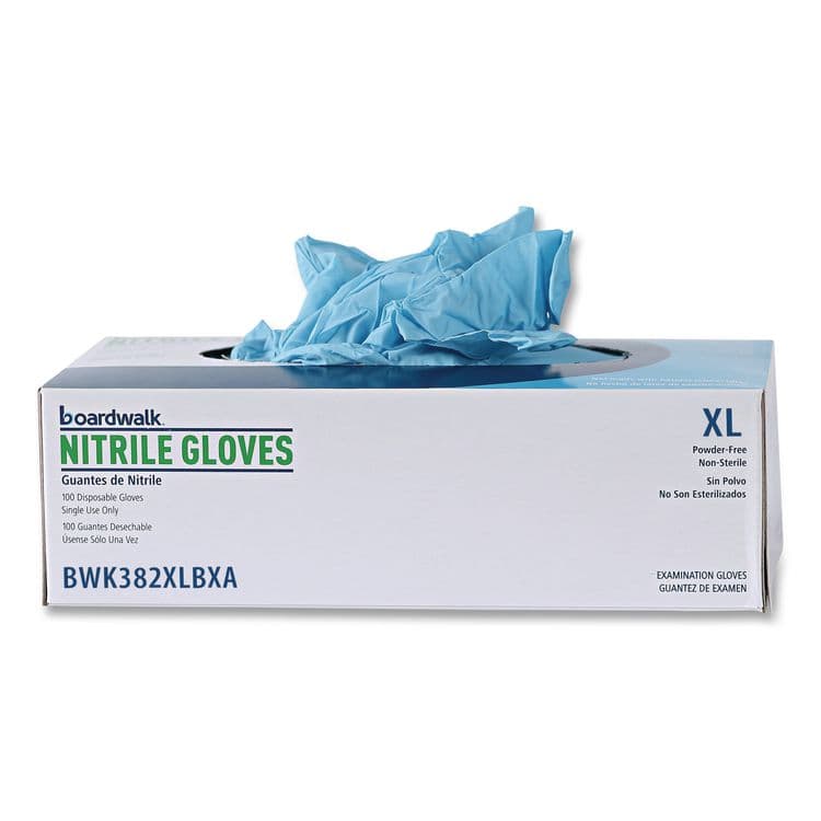 BOARDWALK Disposable Examination Nitrile Gloves, Powder-Free, X-Large, 5 mil Thick, 9.5" Long, Blue, 100/Box, 10 Boxes/Carton (BWK382XLCTA) thumbnail 3