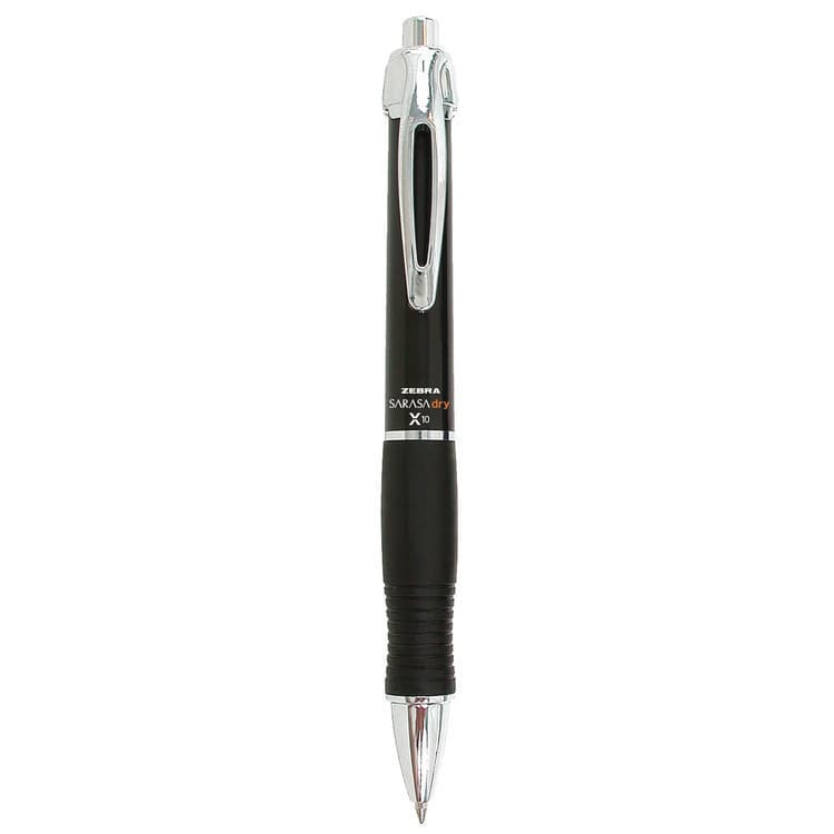 ZEBRA PEN CORP. Sarasa Dry X10 Gel Pen, Retractable, Medium 0.7 mm, Black Ink, Black/Silver Barrel, 12/Pack (ZEB42610)