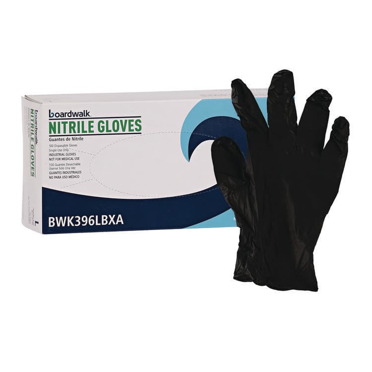 BOARDWALK 396 Series Disposable General-Purpose Nitrile Gloves, Powder-Free, Large, 4.4 mil Thick, 9.5" Long, Black, 100/BX, 10 BX/CT (BWK396LCTA) thumbnail 2