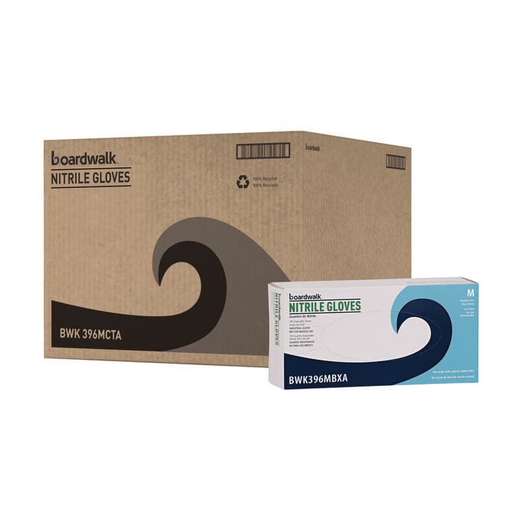 BOARDWALK 396 Series Disposable General-Purpose Nitrile Gloves, Powder-Free, Medium, 4.4 mil Thick, 9.5" Long, Black, 100/BX, 10 BX/CT (BWK396MCTA)