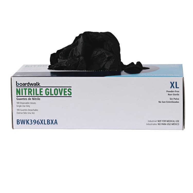 BOARDWALK 396 Series Disposable General-Purpose Nitrile Gloves, Powder-Free, X-Large, 4.4 mil Thick, 9.5" Long, Black, 100/BX, 10 BX/CT (BWK396XLCTA) thumbnail 3