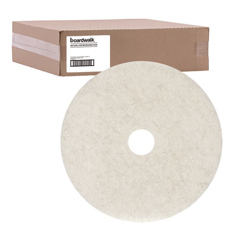 BOARDWALK Natural Burnishing Floor Pads, 21" Diameter, White, 5/Carton (BWK4021NAT)