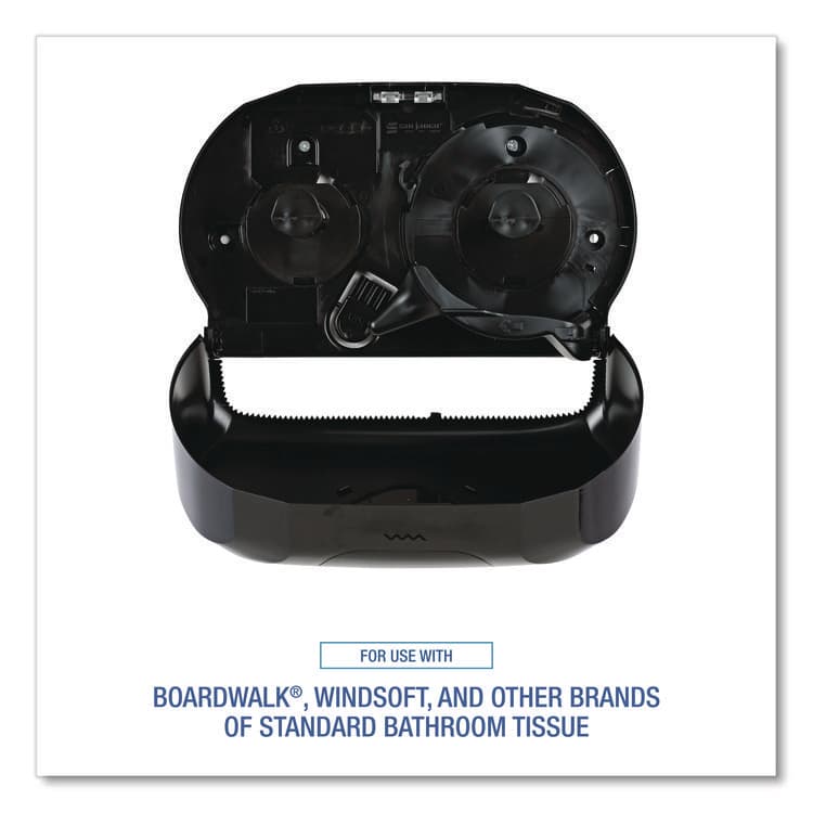 BOARDWALK Standard Twin Toilet Tissue Dispenser, 13 x 6.75 x 8.75, Black (BWK1502) thumbnail 4