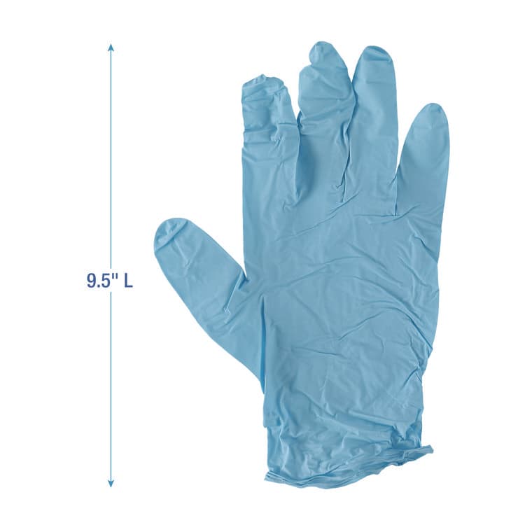 BOARDWALK Disposable Examination Nitrile Gloves, Powder-Free, Large, 5 mil Thick, 9.5" Long, Blue, 100/Box (BWK382LBXA) thumbnail 3