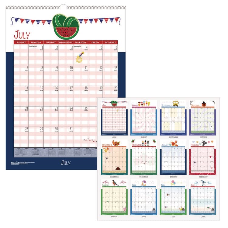 HOUSE OF DOOLITTLE Academic Year Recycled Seasonal Wall Calendar, Illustrated Seasons Artwork, 12 x 16.5, 12-Month (July to June): 2025 to 2026 (HOD3395)
