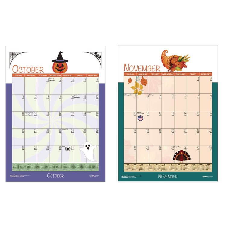 HOUSE OF DOOLITTLE Academic Year Recycled Seasonal Wall Calendar, Illustrated Seasons Artwork, 12 x 16.5, 12-Month (July to June): 2025 to 2026 (HOD3395) thumbnail 3