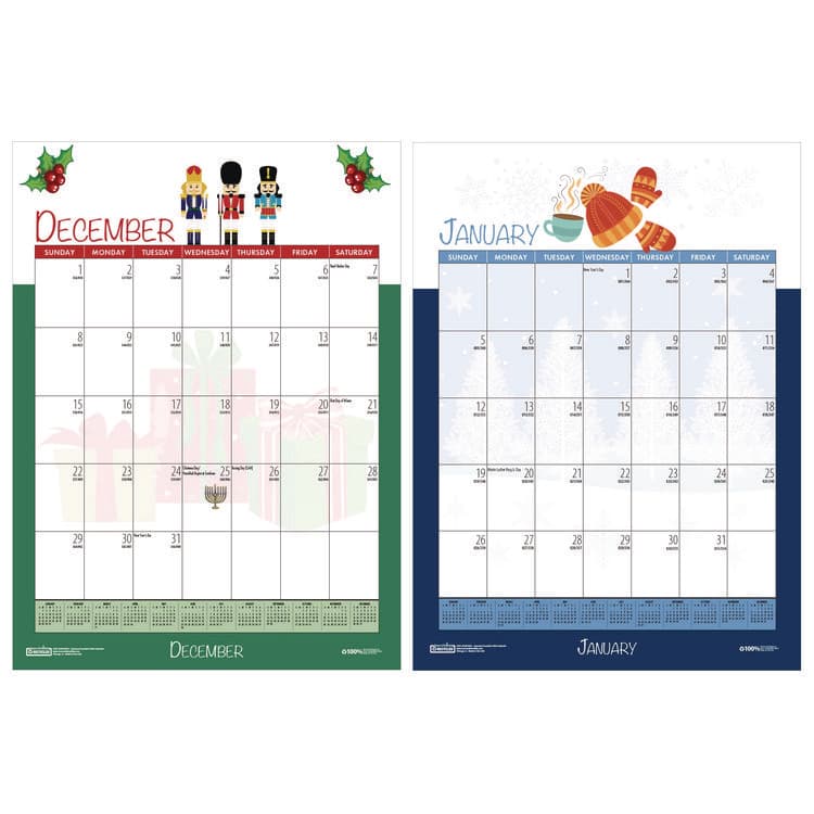 HOUSE OF DOOLITTLE Academic Year Recycled Seasonal Wall Calendar, Illustrated Seasons Artwork, 12 x 16.5, 12-Month (July to June): 2025 to 2026 (HOD3395) thumbnail 4