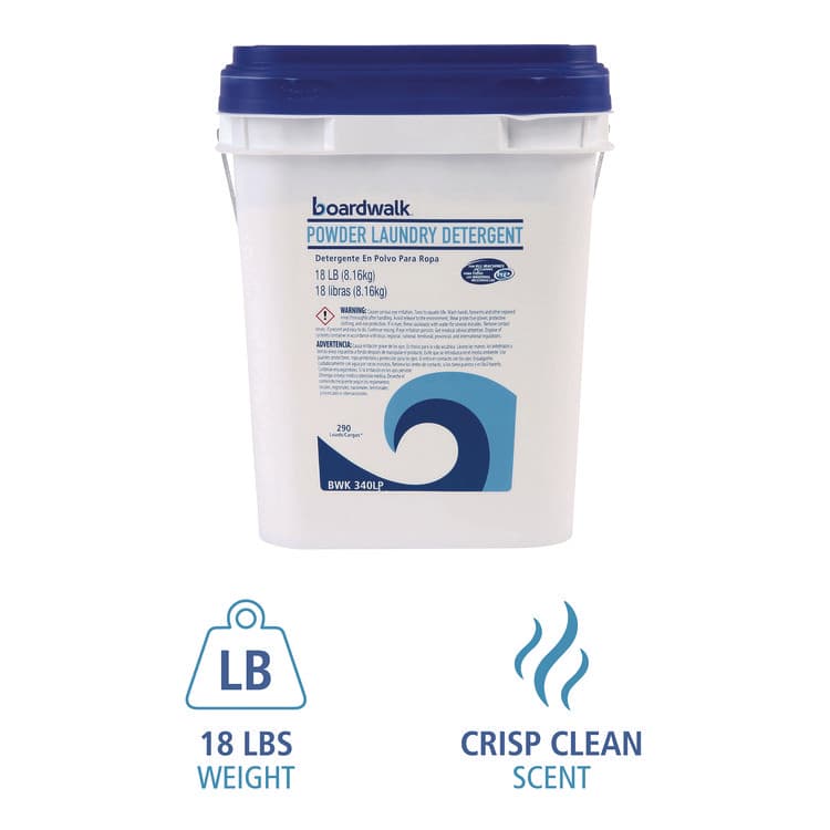 BOARDWALK Powder Laundry Detergent, Low Foam, Crisp Clean Scent, 18 lb Pail (BWK340LP) thumbnail 4