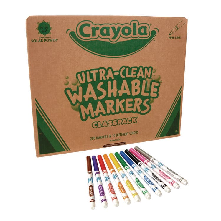 BINNEY & SMITH / CRAYOLA Ultra-Clean Washable Marker Classpack, Fine Bullet Tip, 10 Assorted Colors, 200/Pack (CYO588211) thumbnail 2