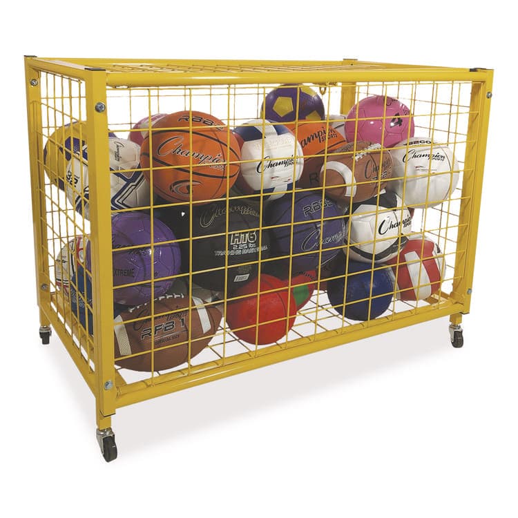 CHAMPION SPORT Full Size Lockable Ball Locker, Metal, 132 lb Capacity, 24 x 42 x 29.75, Yellow (CSILRCL) thumbnail 2