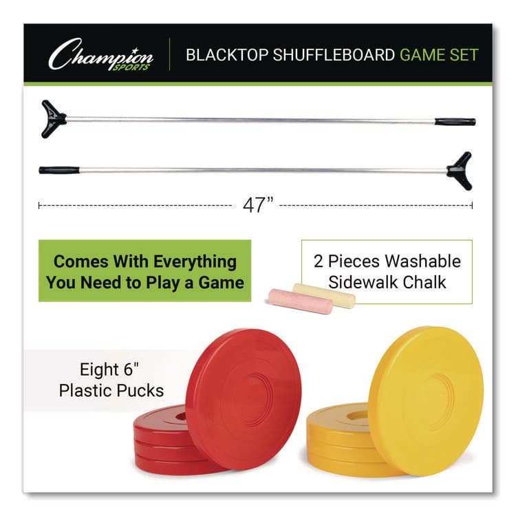 CHAMPION SPORT Economy Shuffleboard Set, 15-ft Court, Four 51" Cues, Eight Discs (CSISBA20) thumbnail 2