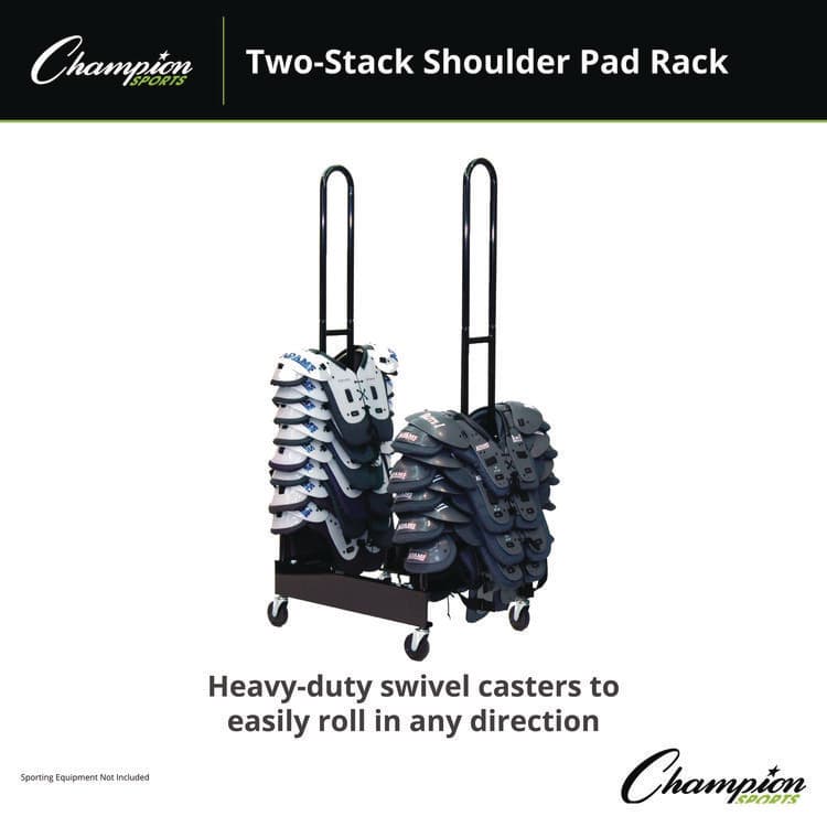 CHAMPION SPORT Mobile Two-Stack Shoulder Pad Rack, Metal, 176 lb Capacity, 24" x 30" x 69", Black (CSIFBSPR2) thumbnail 4
