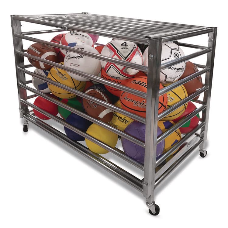 CHAMPION SPORT Heavy Duty Lockable Ball Locker, Metal, 132 lb Capacity, 24 x 42 x 30, High-Polish Black (CSILBCXX) thumbnail 3