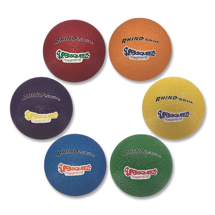 CHAMPION SPORT Rhino Skin Super Squeeze Playground Ball Set, 7.5" Diameter, Assorted Colors, 6/Set (CSISQPGSET) thumbnail 4