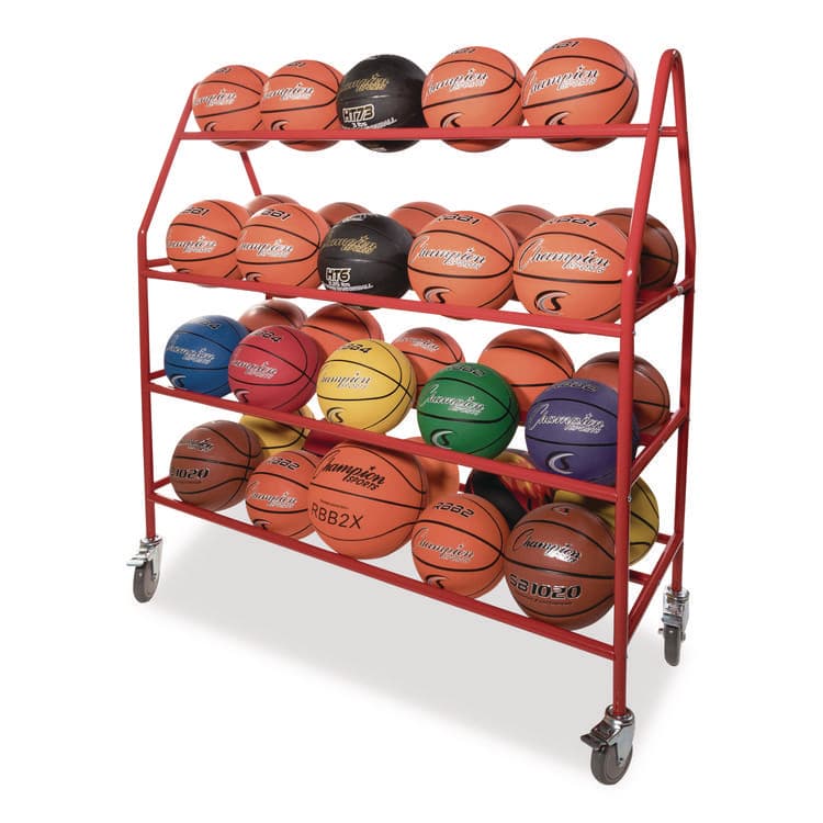 CHAMPION SPORT Deluxe Pro Ball Cart, Metal, 176 lb Capacity, 18.5 x 51 x 54, Red (CSIBRCPRO) thumbnail 4