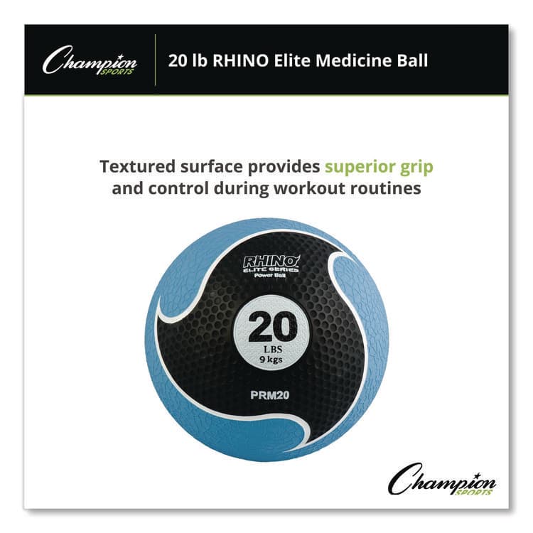 CHAMPION SPORT Rhino Elite Medicine Ball, 20 lb, Blue (CSIPRM20) thumbnail 3