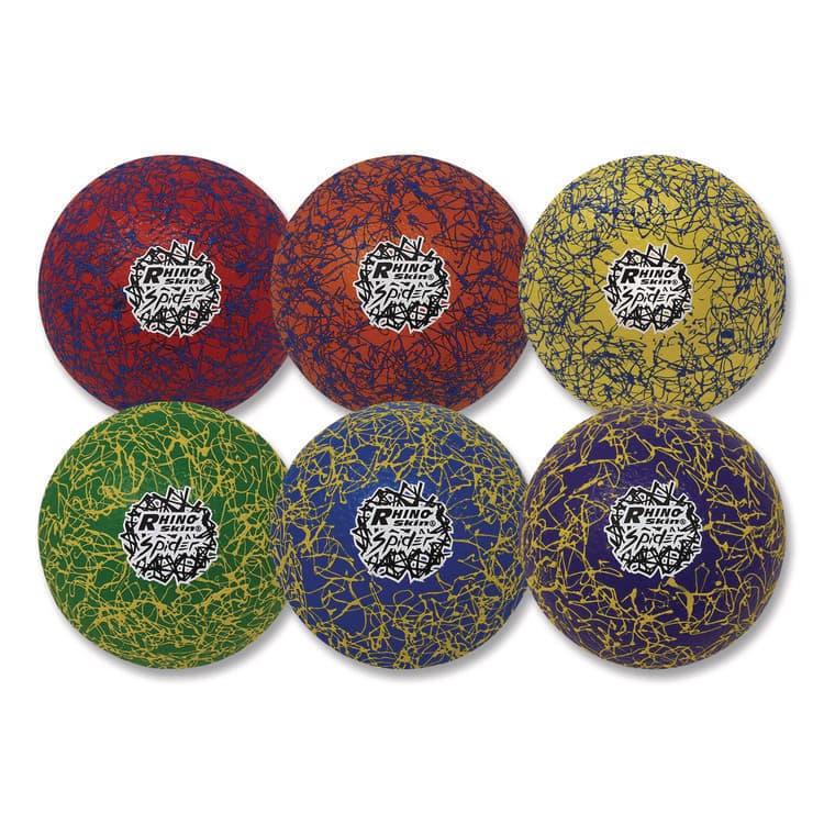CHAMPION SPORT Rhino Skin Spider Dodgeball Set, 6.3" Diameter, Assorted Colors, 6/Set (CSIRXSPDRSET)