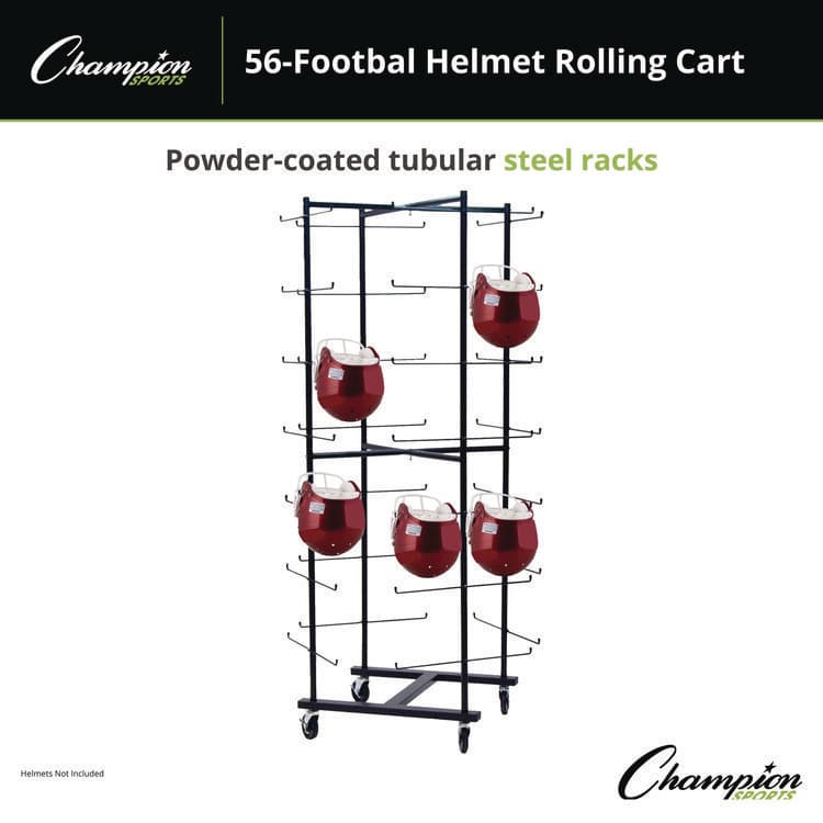 CHAMPION SPORT 56 Football Helmet Rolling Rack, 26" x 28" x 81", Black (CSIFBWR) thumbnail 4
