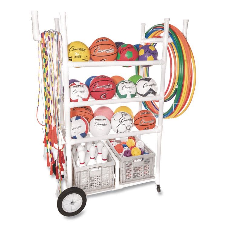 CHAMPION SPORT High Impact All-Terrain Heavy-Duty Cart, Plastic, 176 lb Capacity, 19 x 53 x 58, White (CSITWCART) thumbnail 3