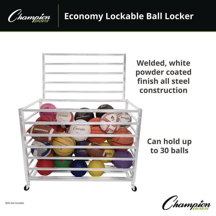 CHAMPION SPORT Economy Locking Ball Carrier, Metal, 264 lb Capacity, 23" x 45" x 32", White (CSIEBLXX) thumbnail 2