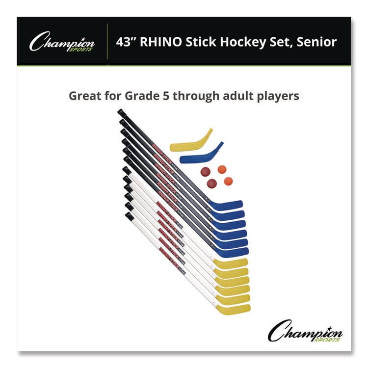 CHAMPION SPORT 43" Rhino Stick Hockey Set, 12 Sticks/2 Pucks/2 Balls/2 Extra Blades (CSIHS43SET) thumbnail 3
