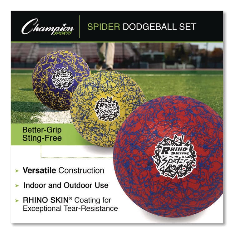 CHAMPION SPORT Rhino Skin Spider Dodgeball Set, 6.3" Diameter, Assorted Colors, 6/Set (CSIRXSPDRSET) thumbnail 3