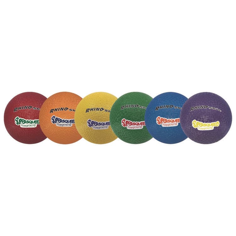 CHAMPION SPORT Rhino Skin Super Squeeze Playground Ball Set, 7.5" Diameter, Assorted Colors, 6/Set (CSISQPGSET)
