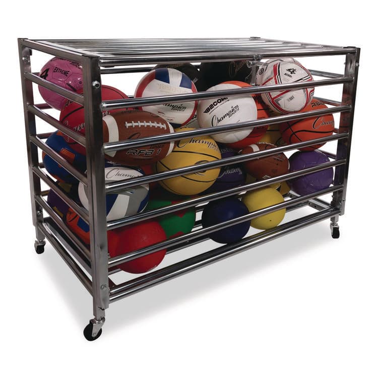 CHAMPION SPORT Heavy Duty Lockable Ball Locker, Metal, 132 lb Capacity, 24 x 42 x 30, High-Polish Black (CSILBCXX)