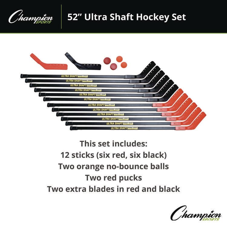 CHAMPION SPORT Ultra Shaft Hockey Set, Twelve 52" Hocket Sticks/Two Balls/Two Pucks/Two Extra Blades (CSIUS52SET) thumbnail 2