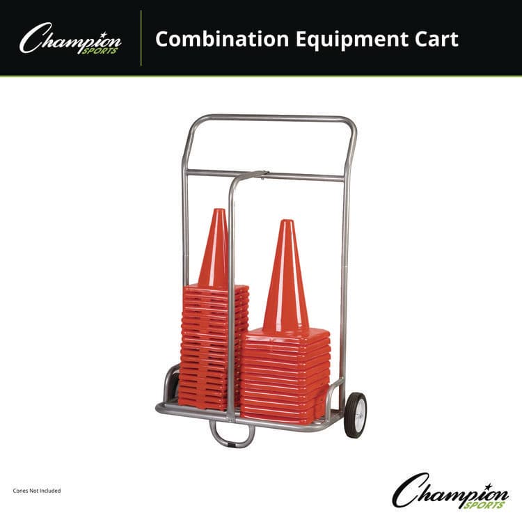 CHAMPION SPORT Combination Equipment Cart, Metal, 132 lb Capacity, 16 x 32 x 48, Silver (CSICSCART) thumbnail 2