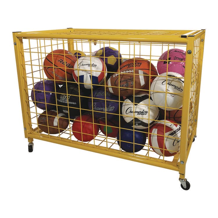 CHAMPION SPORT Full Size Lockable Ball Locker, Metal, 132 lb Capacity, 24 x 42 x 29.75, Yellow (CSILRCL) thumbnail 3