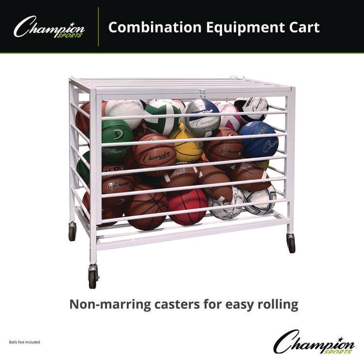 CHAMPION SPORT Economy Locking Ball Carrier, Metal, 264 lb Capacity, 23" x 45" x 32", White (CSIEBLXX) thumbnail 4