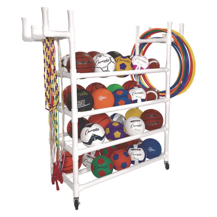 CHAMPION SPORT Equipment Cart, Plastic, 176 lb Capacity, 19 x 61 x 62, White (CSIPECART) thumbnail 4