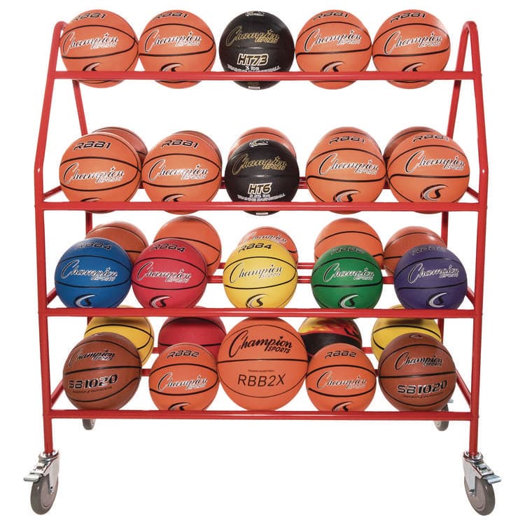 CHAMPION SPORT Deluxe Pro Ball Cart, Metal, 176 lb Capacity, 18.5 x 51 x 54, Red (CSIBRCPRO) thumbnail 3