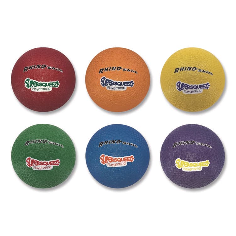 CHAMPION SPORT Rhino Skin Super Squeeze Playground Ball Set, 7.5" Diameter, Assorted Colors, 6/Set (CSISQPGSET) thumbnail 2