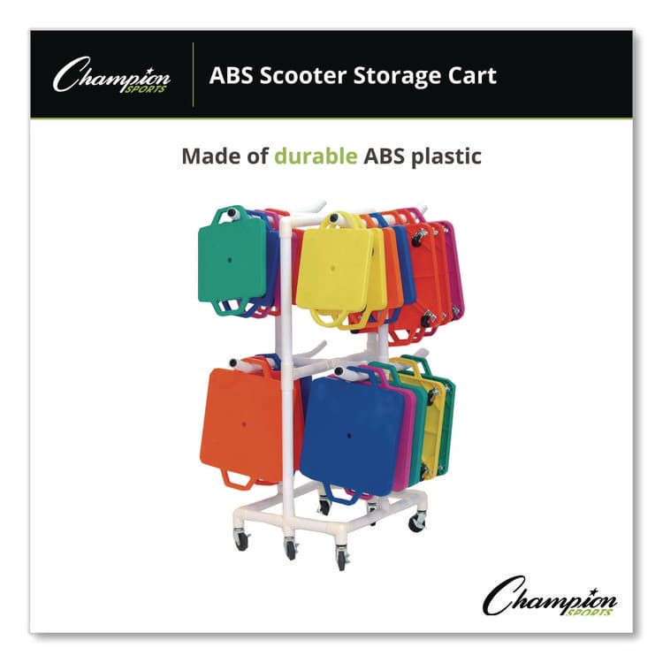 CHAMPION SPORT ABS Scooter Storage Cart, Plastic, 176 lb Capacity, 21 x 27 x 54, White (CSIMSCART) thumbnail 2