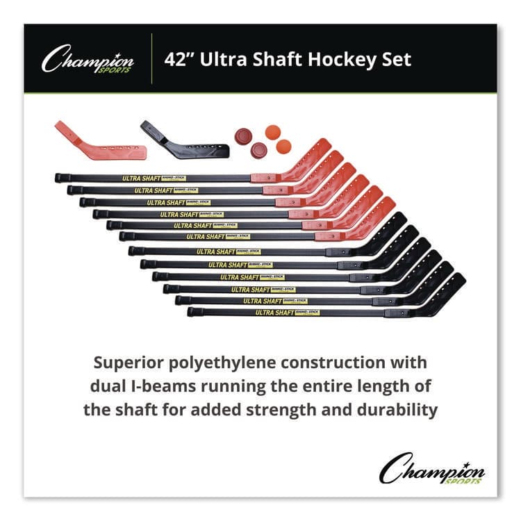 CHAMPION SPORT Ultra Shaft Hockey Set, Twelve 42" Hockey Sticks/Two Pucks/Two Balls/Two Extra Blades (CSIUS42SET) thumbnail 3